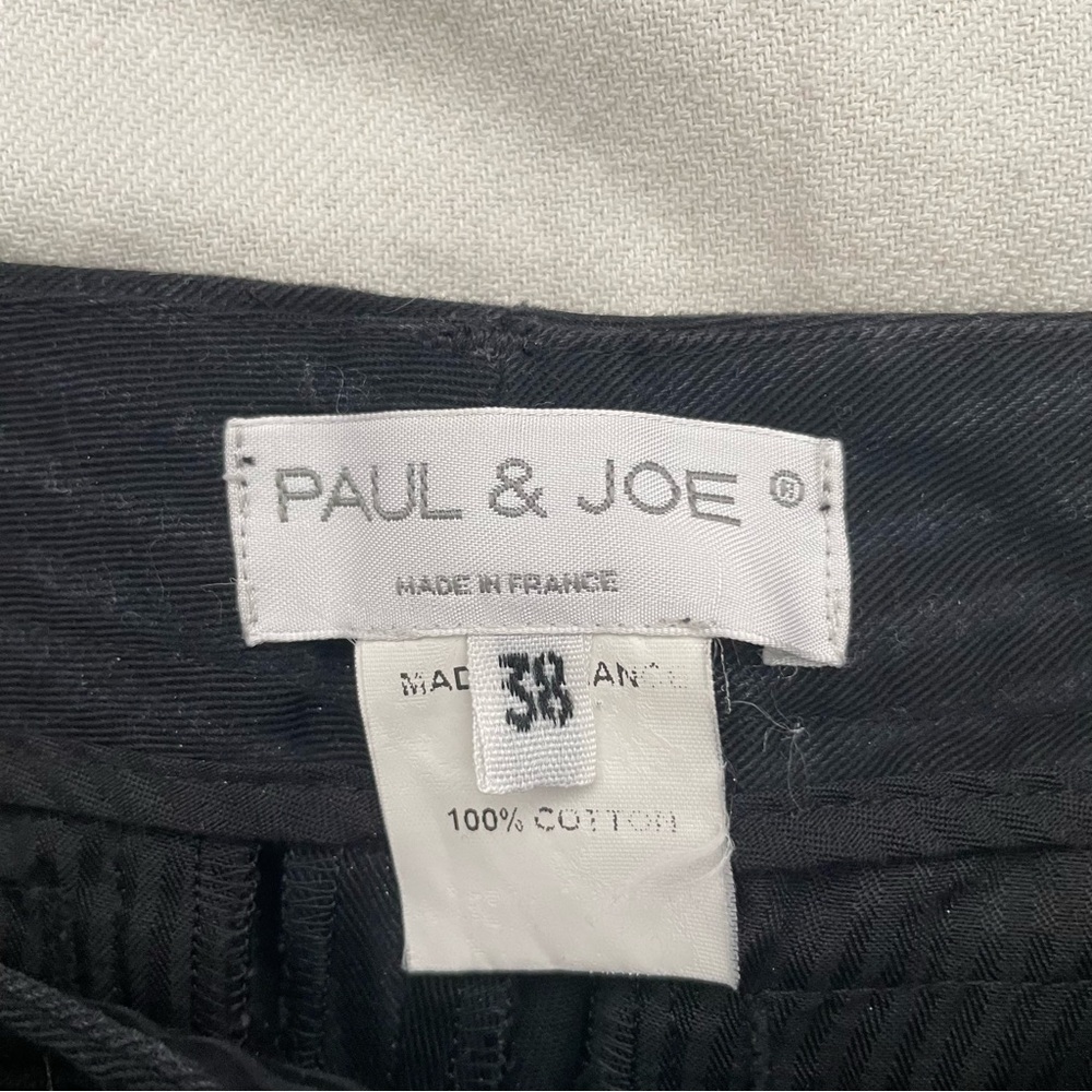 Paul & Joe Made in France 100% cotton black pinstripe straight leg pants eu 38